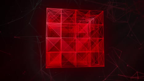 red wireframe cube in 3d space