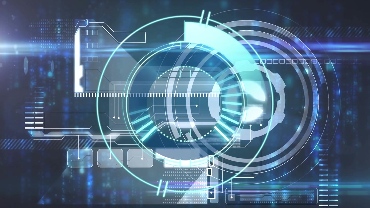 Animation of scan scope over digital interface on dark background