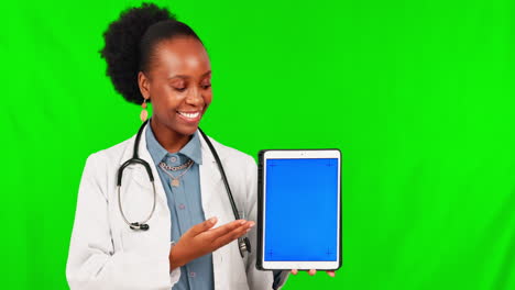 Black-woman,-doctor-and-thumbs-up-with-tablet