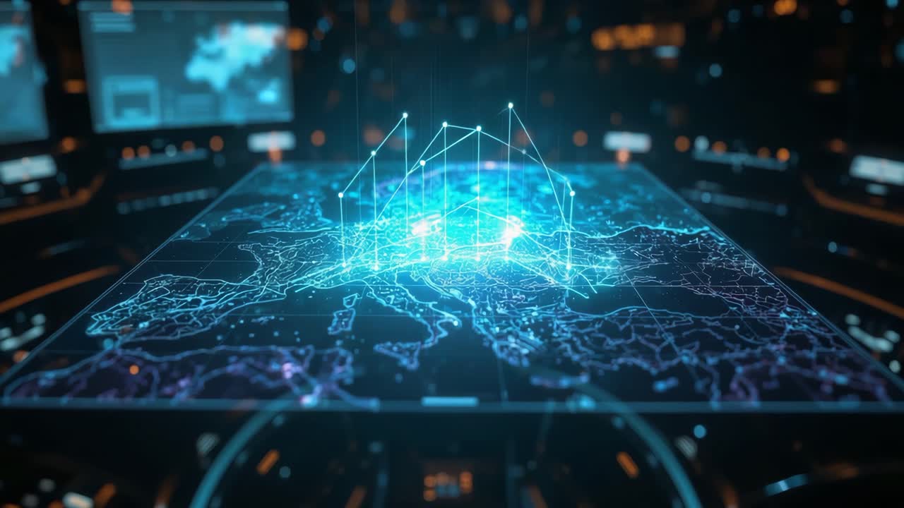 Futuristic Data Visualization Map of Europe