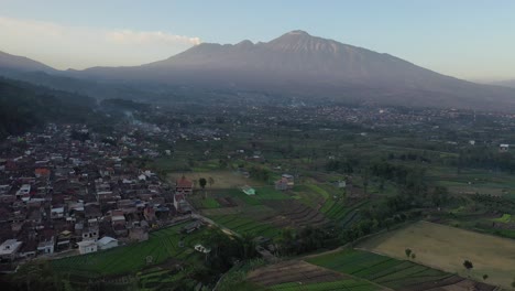 drone footage of the outskirts of batu city, indonesia