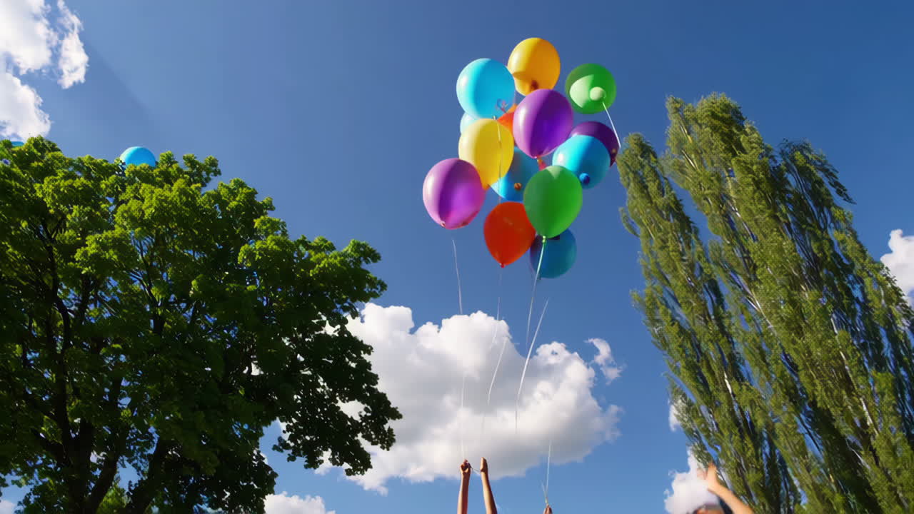 Girls with Balloons in a Park