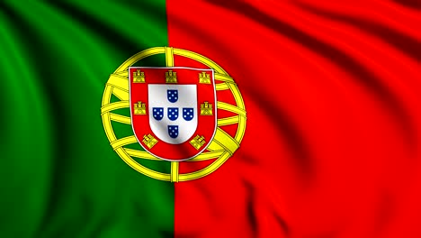 flag of portugal with fabric structure in the wind (loopable)