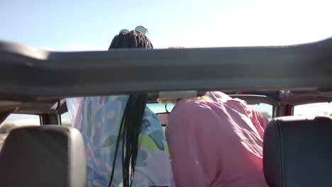 young african american woman and young caucasian woman enjoy a sunny day outdoors on a road trip