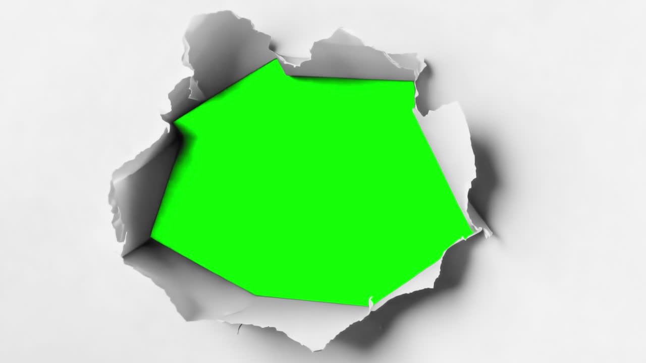 Ripped paper frame live mockup animation, transparent 4K video, green screen