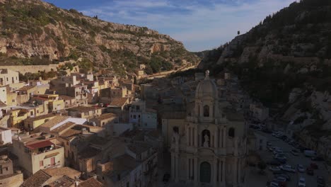 scicli, old church at mountain village in sicily, italy