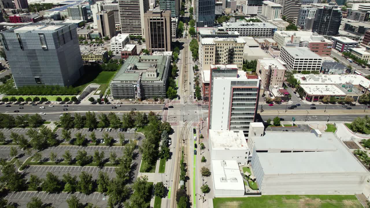 유타 주 솔트 레이크 시티 시내의 멋진 공중 사진