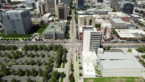 breathtaking aerial of downtown salt lake city, utah on sunny summer day