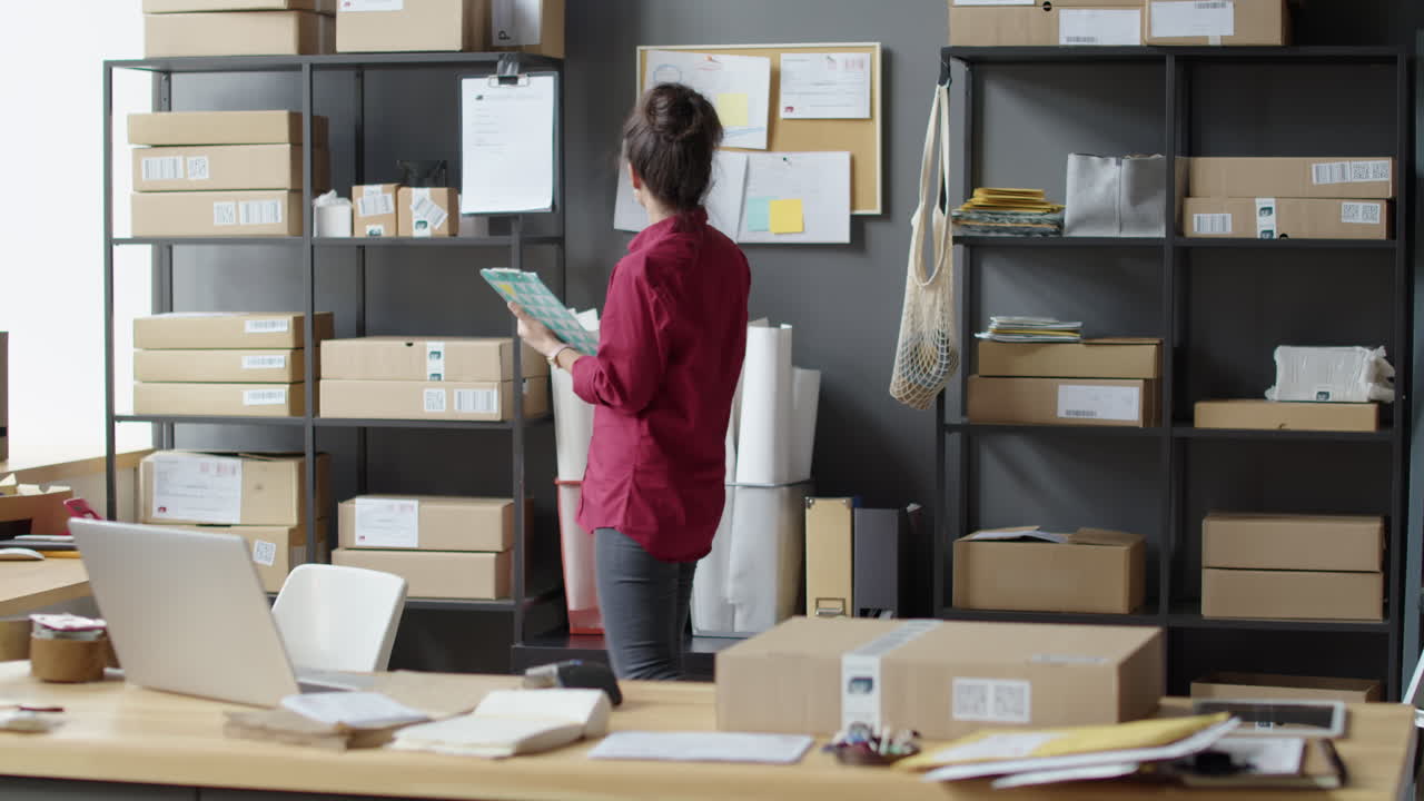 Woman working in a shipping office