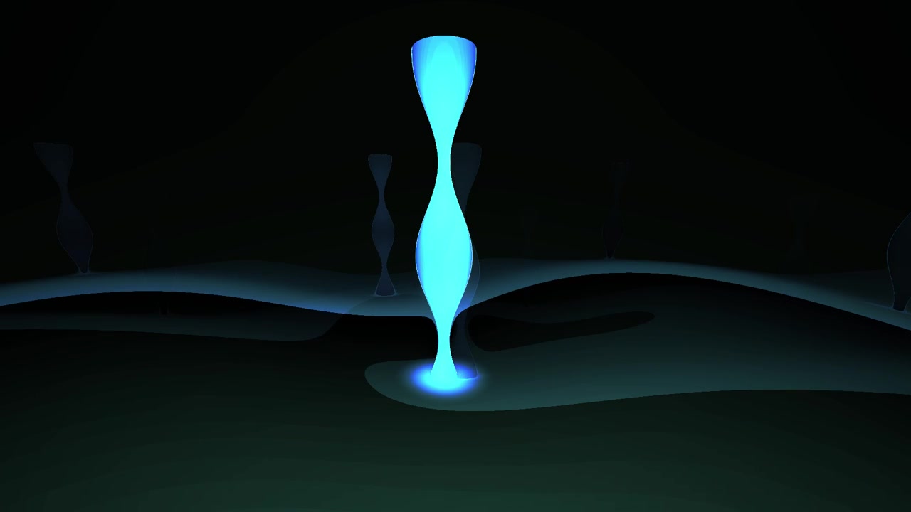Abstract Blue Light Column Pulsing and Growing in Dark Space