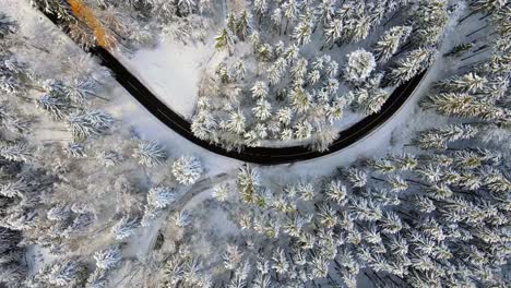 drone aéreo disparado en las montañas en invierno