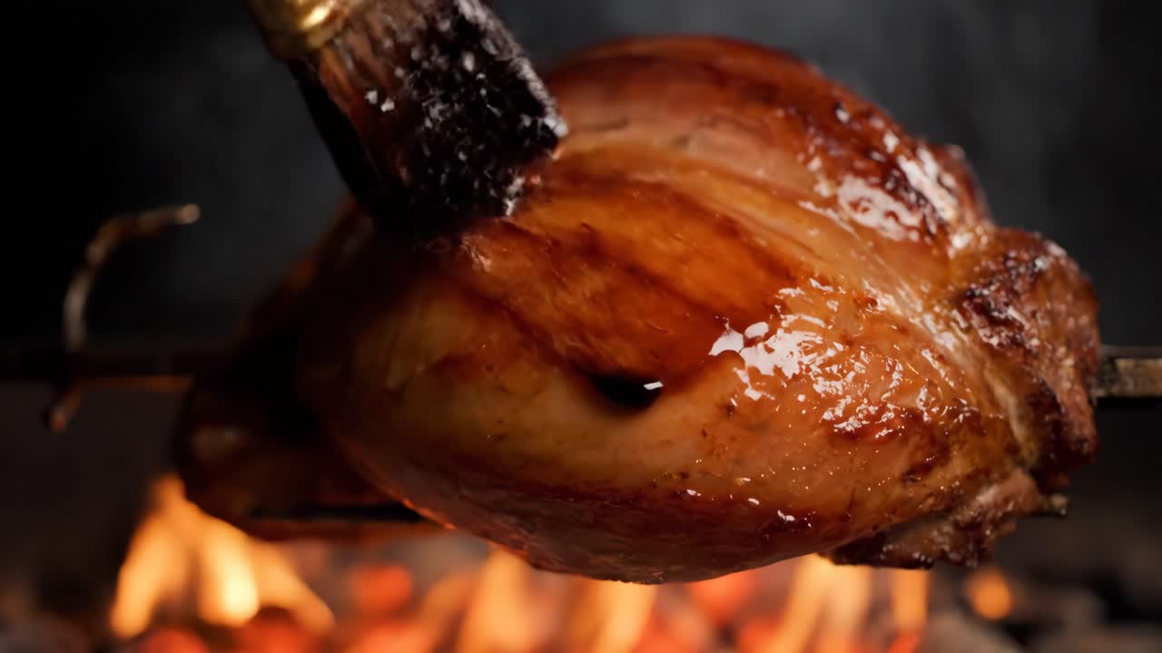 Roasted turkey on a barbecue grill