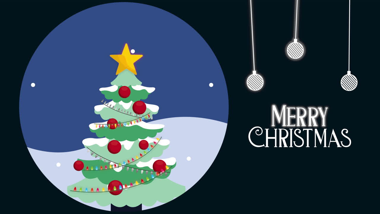 feliz tarjeta de navidad con decoración de pino