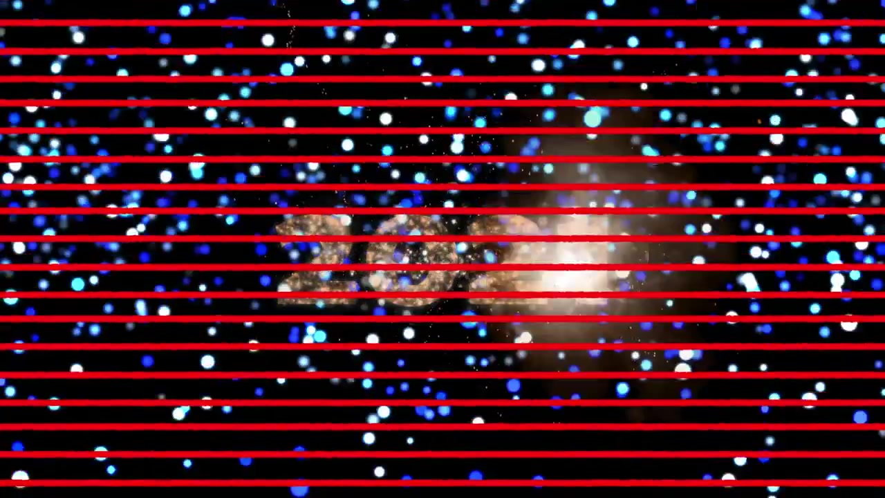 Sparkling 2021 Text with Fireworks and Blue Bokeh Background