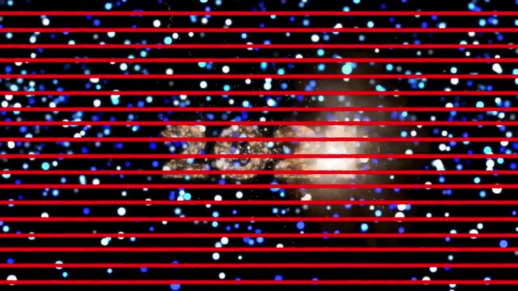 Sparkling 2021 Text with Fireworks and Blue Bokeh Background
