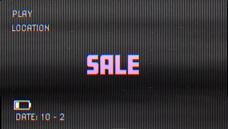 digital animation of glitch vhs effect over sale text against black background