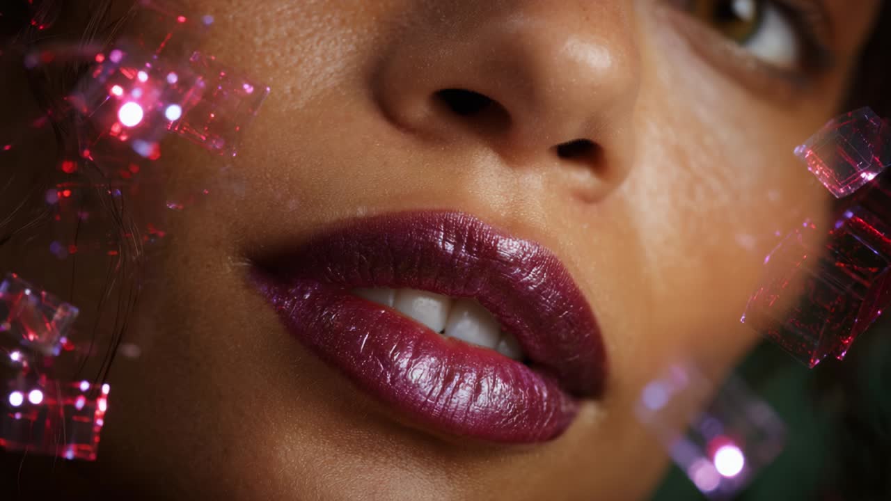 Close-up of Woman's Face with Lipstick