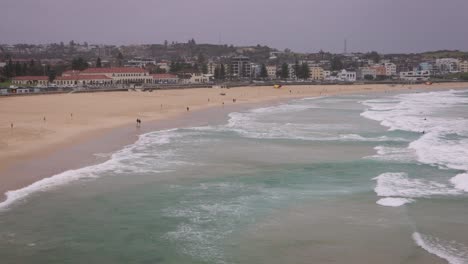view looking north from south bondi beach on a rainy day, sydney, australia