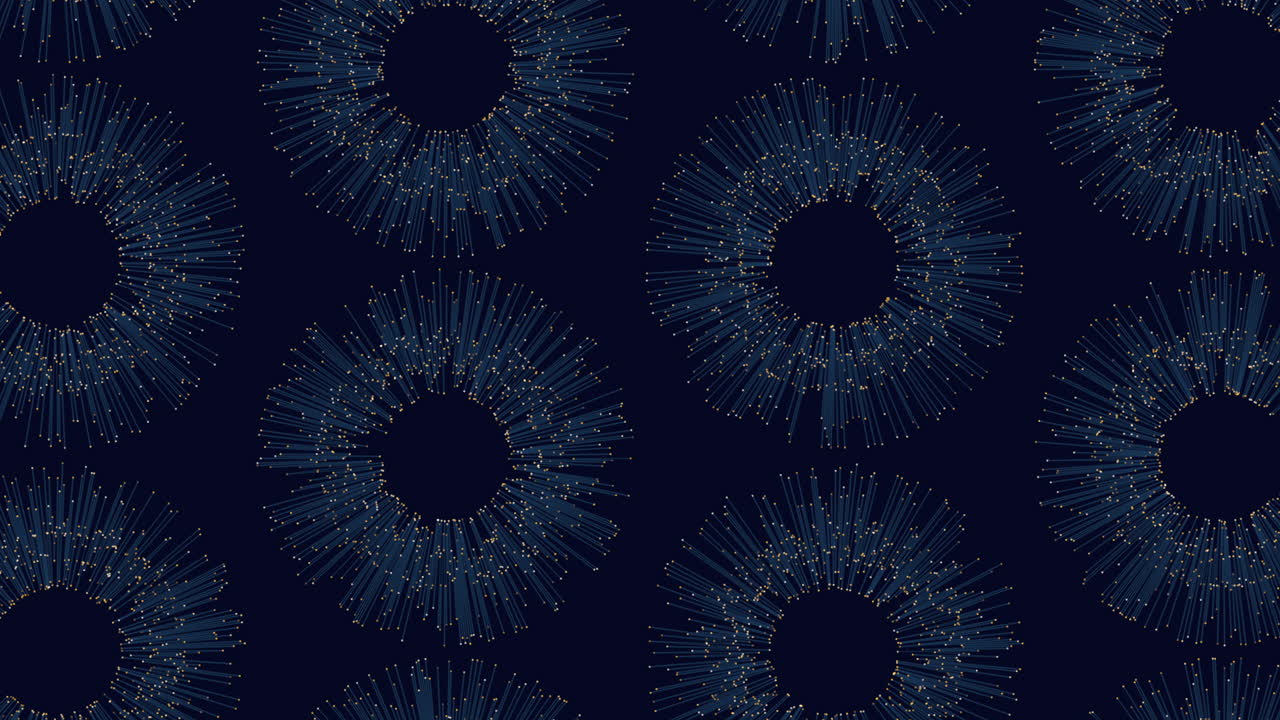 In the image, a mesmerizing design featuring metallic circles forms a spiral pattern on a dark blue backdrop. The circles intertwine, overlapping each other as they create a visually captivating and intricate composition