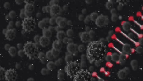 animation of virus cells and spots over dna strand