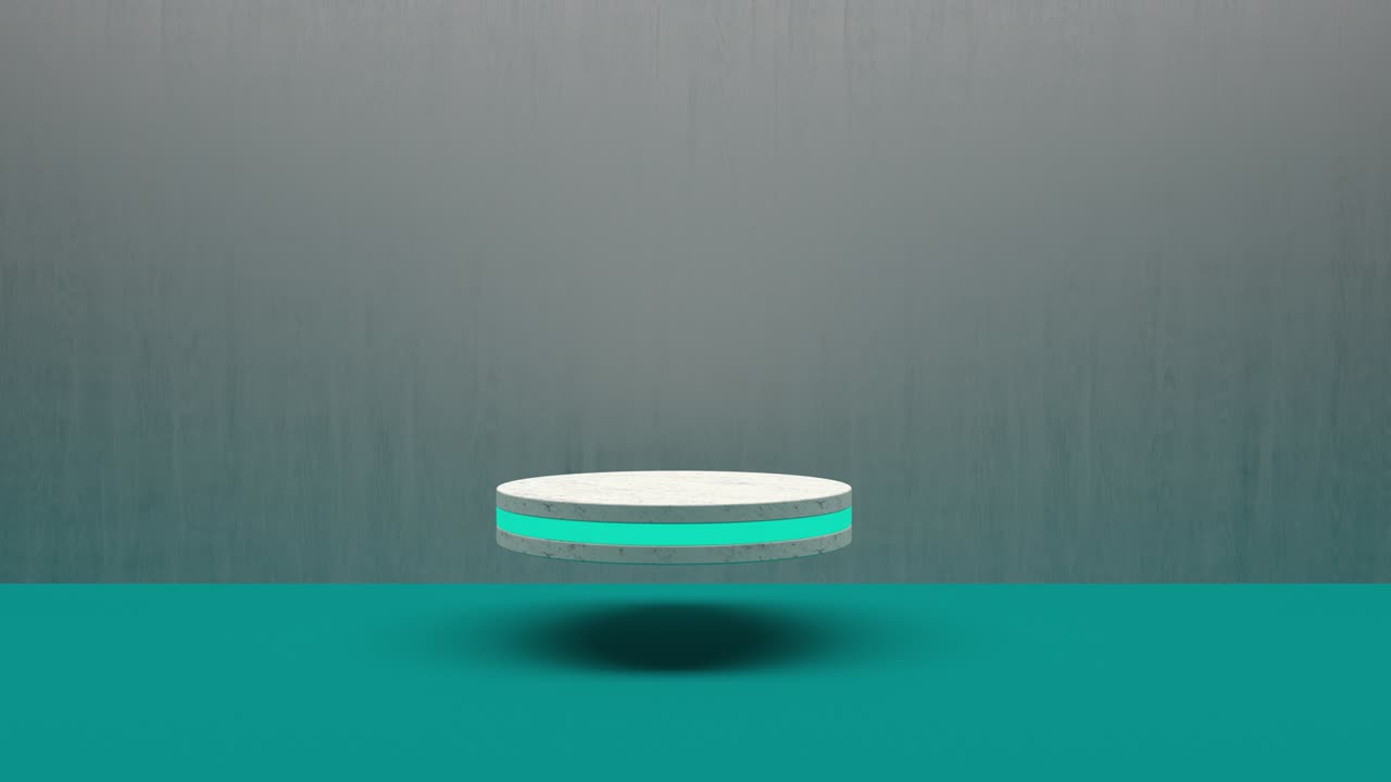 황금 제품 스탠드: 푸른 배경으로 박이는 빛을 키우는 빈 디스플레이에 미래주의 또는 포디움 기단.