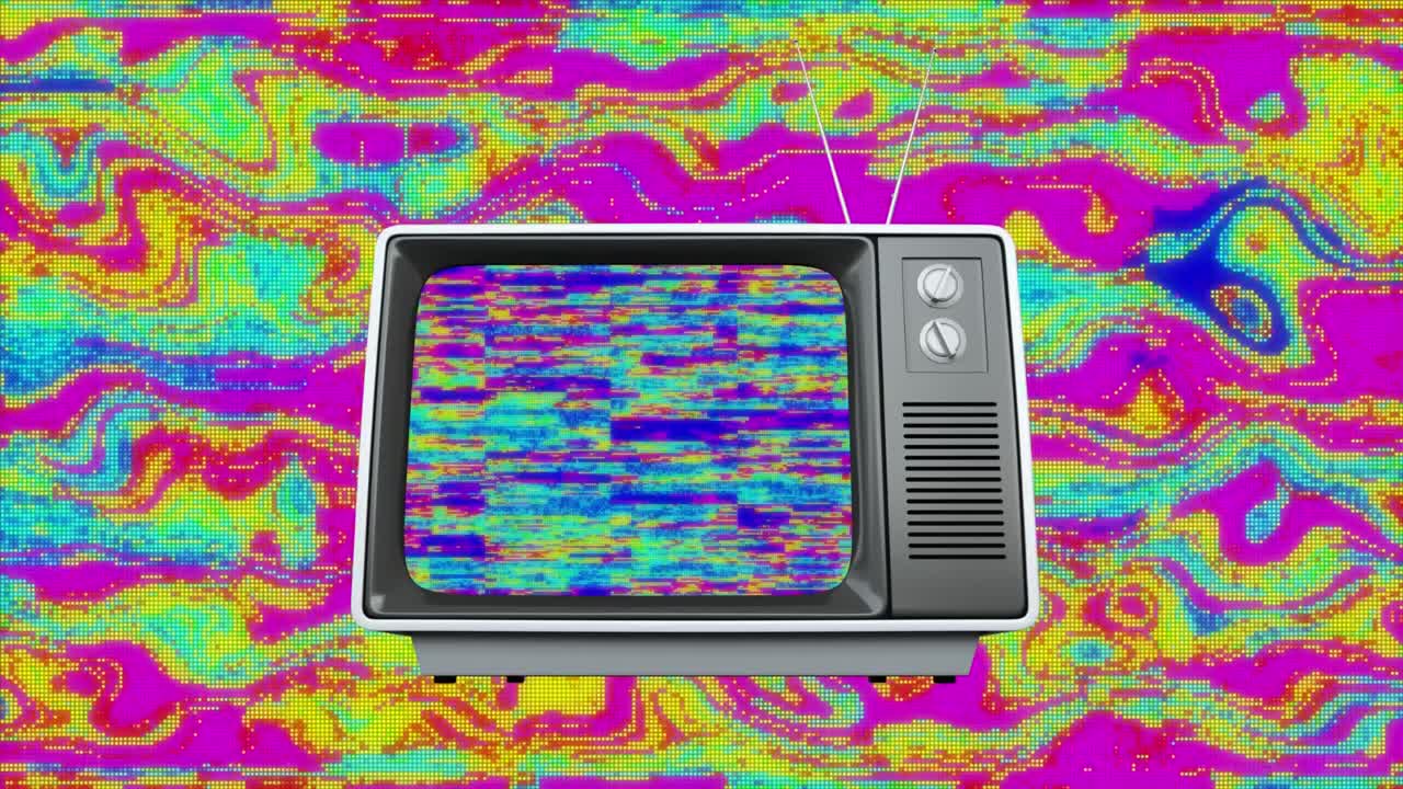 animación de la pantalla de un televisor de época con rayas en bucle sin costuras