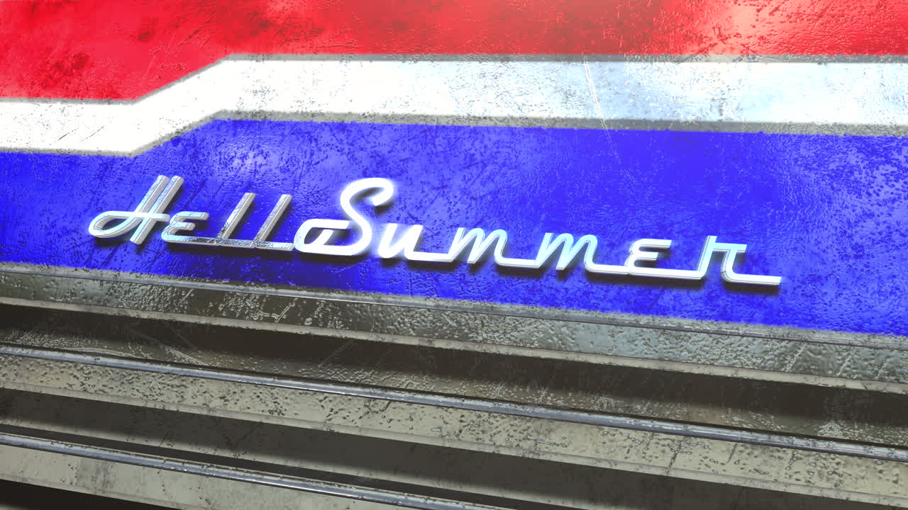 레트로 자동차의 후드에 안녕하세요 여름