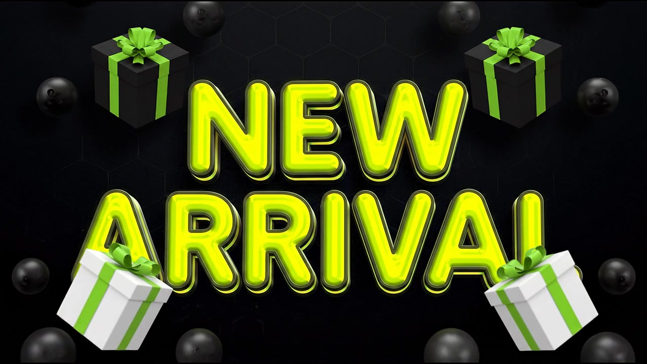 New Arrival Promotional Graphic with Floating Gift Boxes