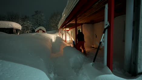 snowplows clearing thick snow on tromsø roads, urban winter landscape in norway’s arctic region, residential building clearing at home