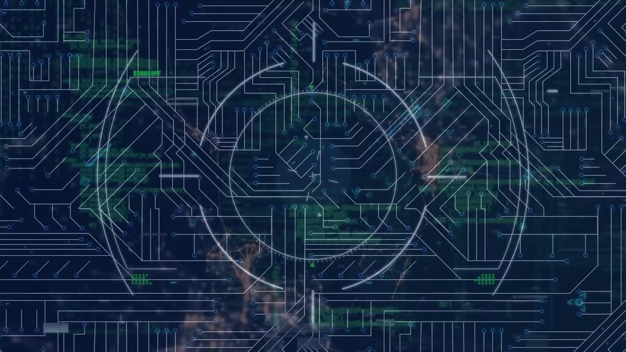 연결 네트워크에 대한 마이크로프로세서 연결을 통해 범위 스캔의 애니메이션.