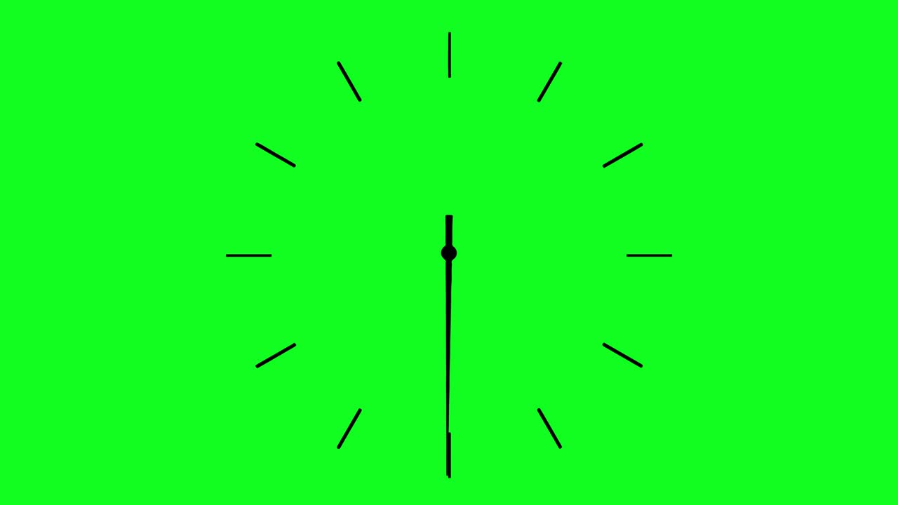 4k 시계 회전, 녹색 화면에서 애니메이션을 보십시오.