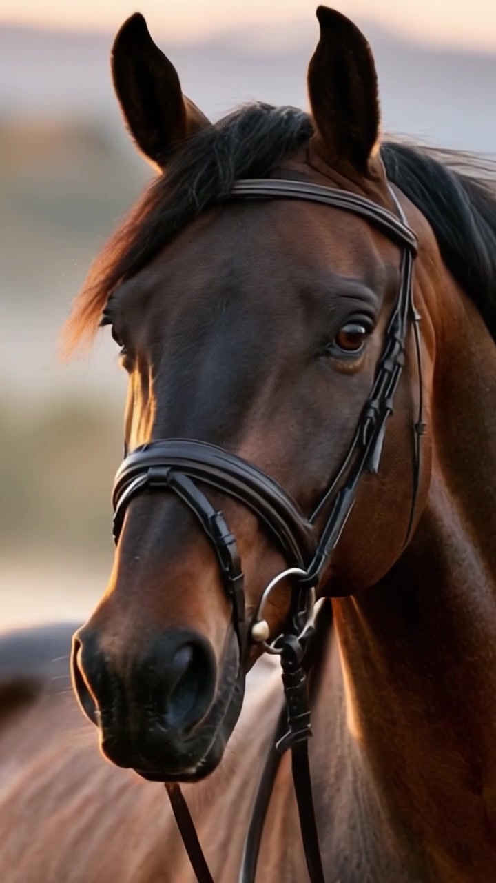 Majestic Equine Portraits: Close-Up Details of a Beautiful Horse Showcasing Its Grace and Strength in Natural Lighting