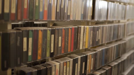 rows of vintage audio cassettes