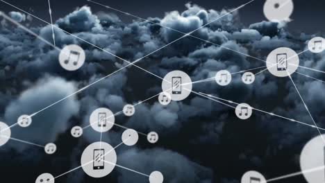 Network-of-digital-icons-against-dark-clouds-in-the-sky