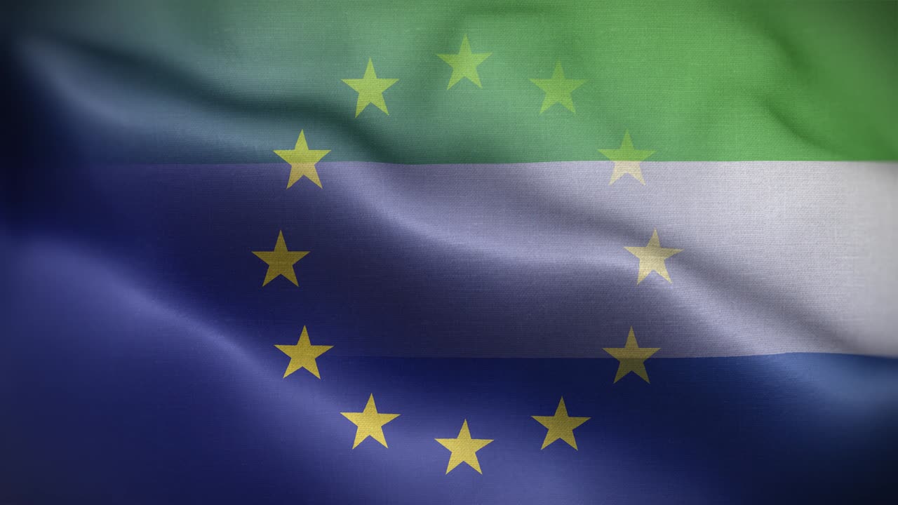 Sfondo in loop 4K con bandiera UE e Sierra Leone