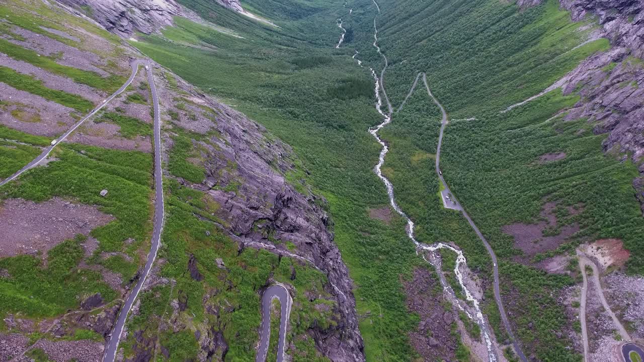 Troll's Path Trollstigen or Trollstigveien winding mountain road.