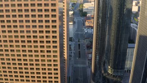 aerial view of downtown city with skyscrapers and streets