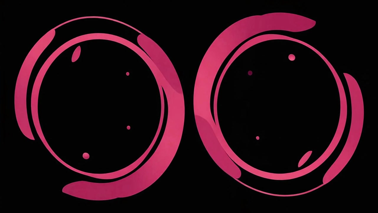 Abstracte roze cirkelvormige motion graphics op een zwarte achtergrond