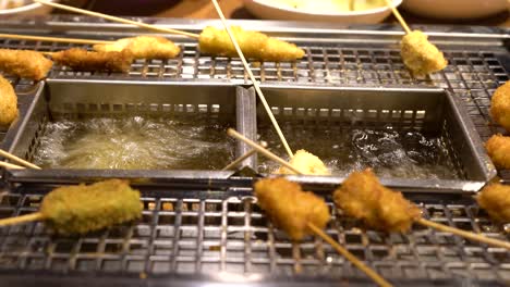 japanese osaka trendy food, skewer fried food feast at restaurant