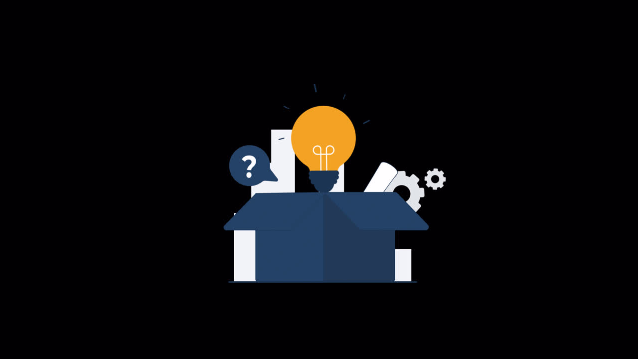 Creative Idea Lightbulb Emerging from Box Animation