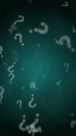 educational looped green background with animated flying question marks. vertical video.