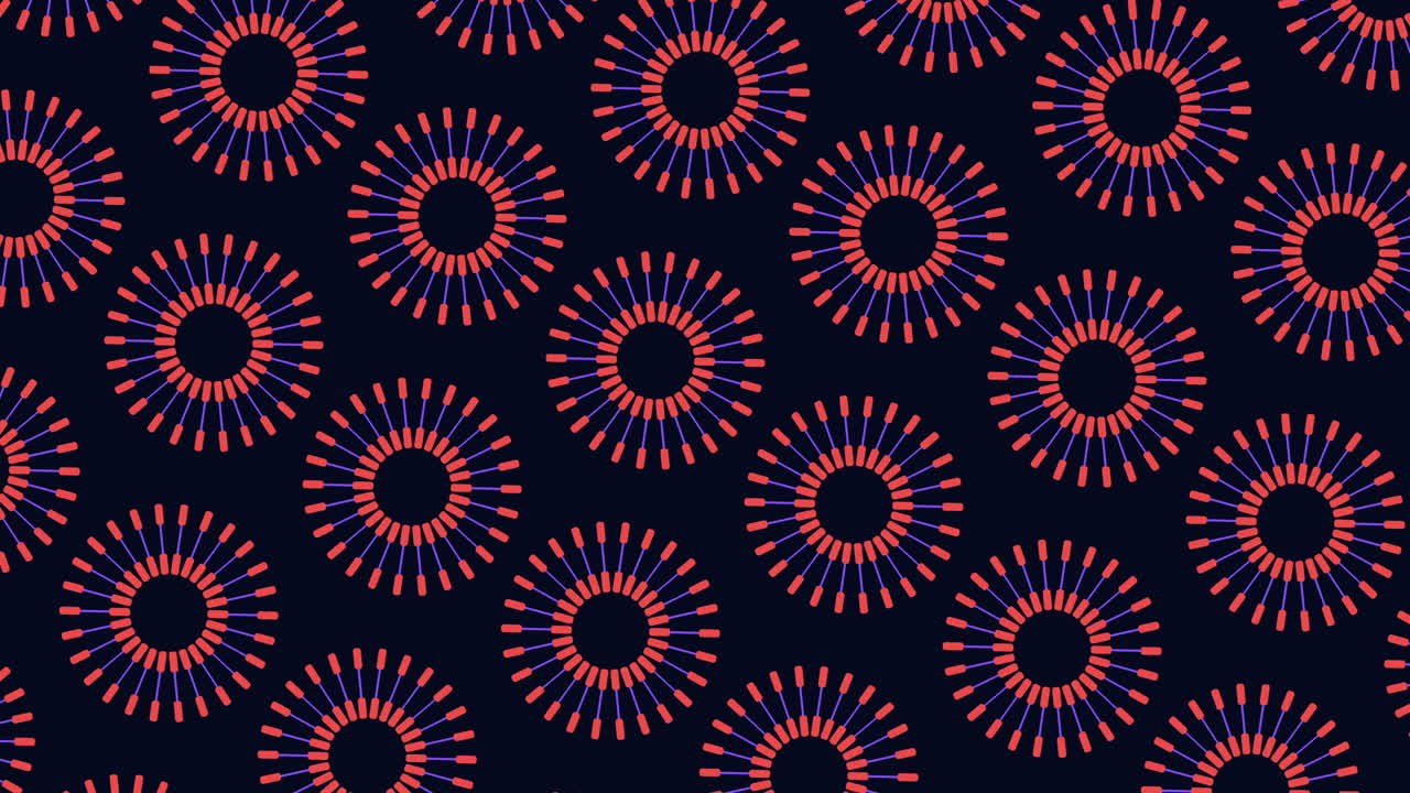 Motivo continuo di cerchi blu luminosi su sfondo nero