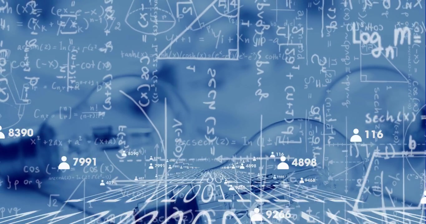 Animazione di formule matematiche con diagrammi e codice di programmazione