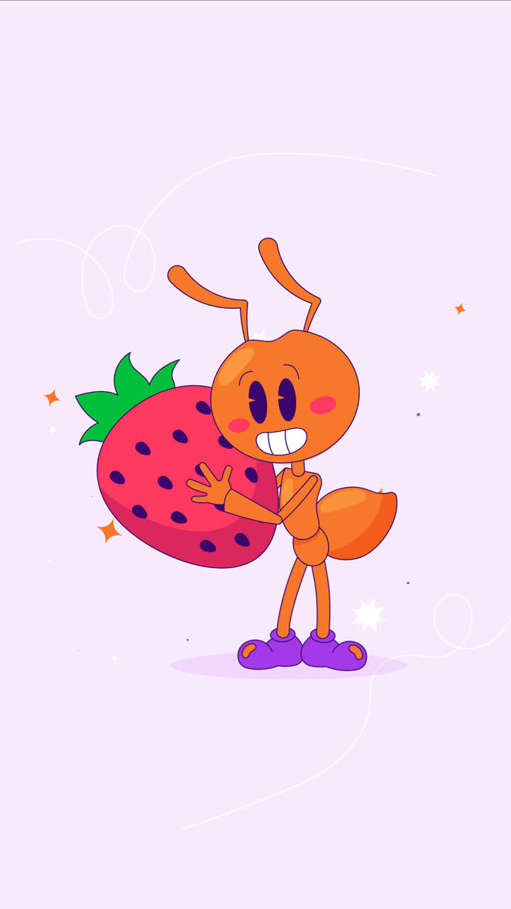 An animation of a Hand drawn cartoon ant illustration