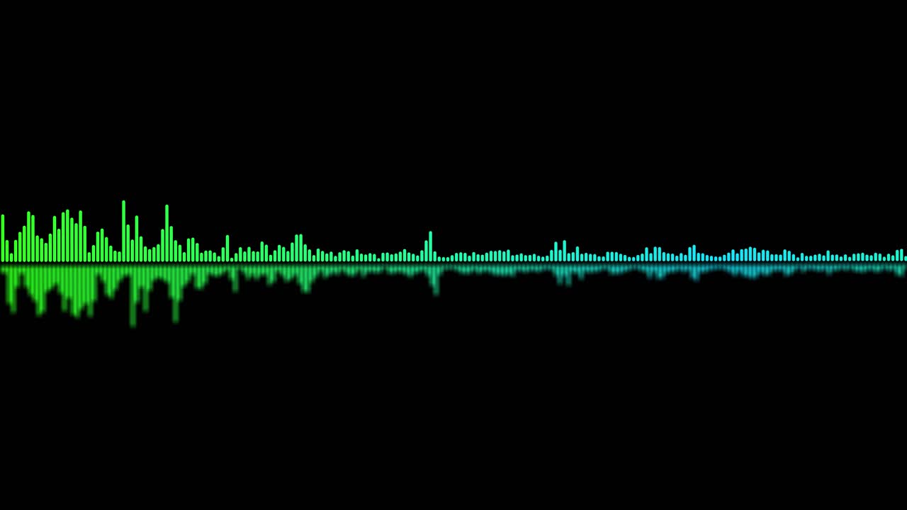 Abstract music sound wave equalizer or audio voice and soundtrack waveform isolated on black