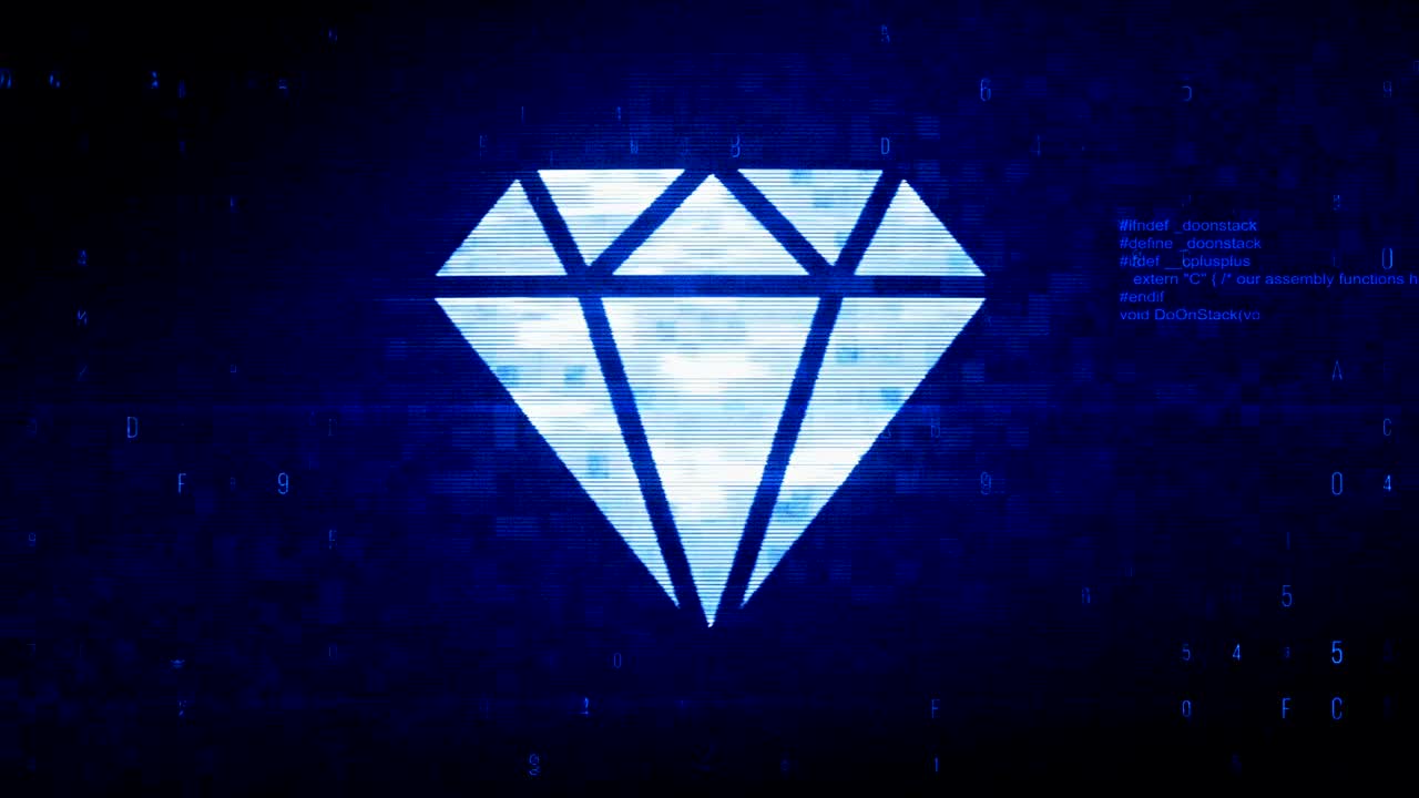 다이아몬드 기호 디지털 픽셀 노이즈 오류 애니메이션