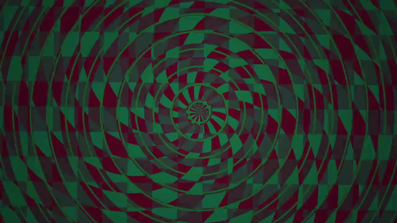 Hypnotic Red and Green Geometric Spiral Optical Illusion
