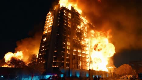 nighttime building fire