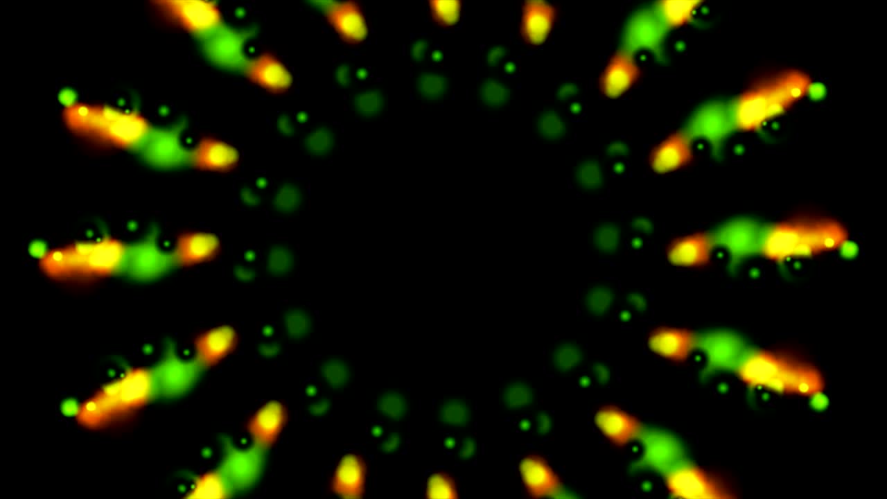 abstracto verde naranja luces brillantes patrón en movimiento