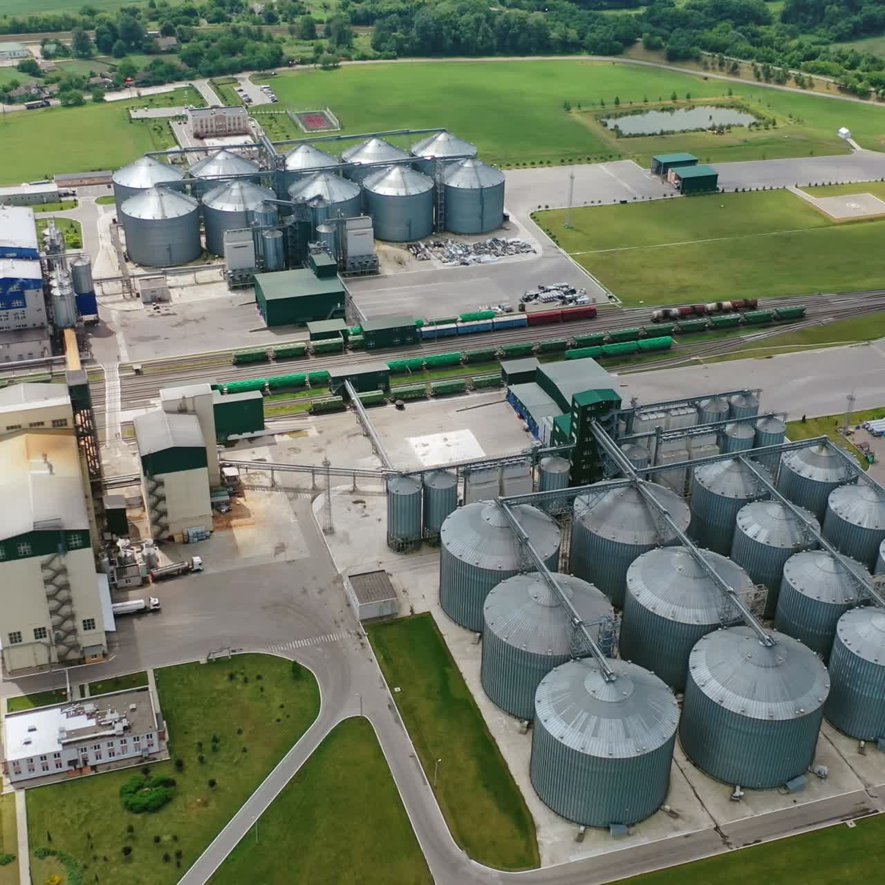 Aerial view of grain elevator